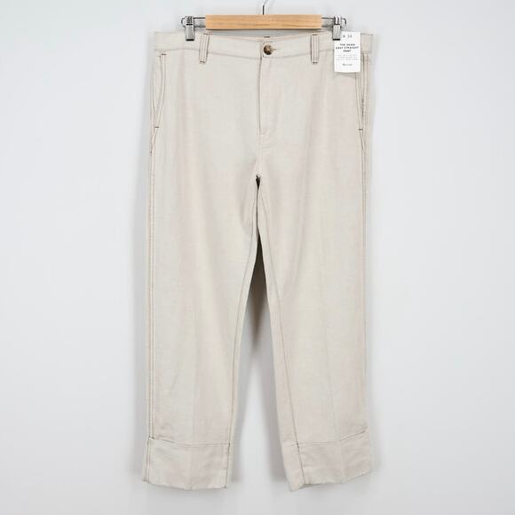 NWT Madewell The Dean Easy Linen Blend Cuffed Hem Twill Pant In Bone Size 30 - Picture 4 of 14